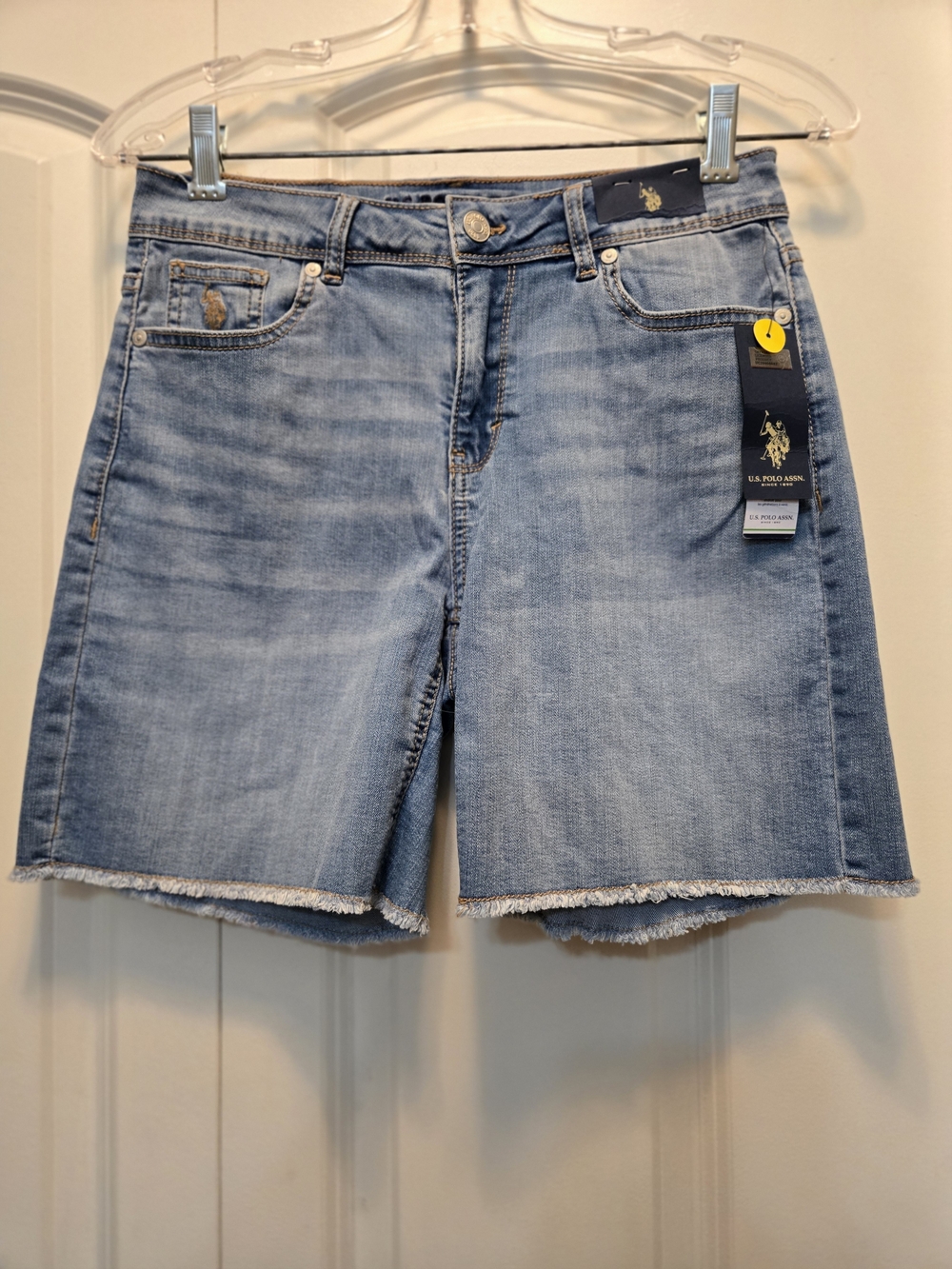 U.S. Polo Assn. NWT Light Wash Denim Frayed-Hem Shorts